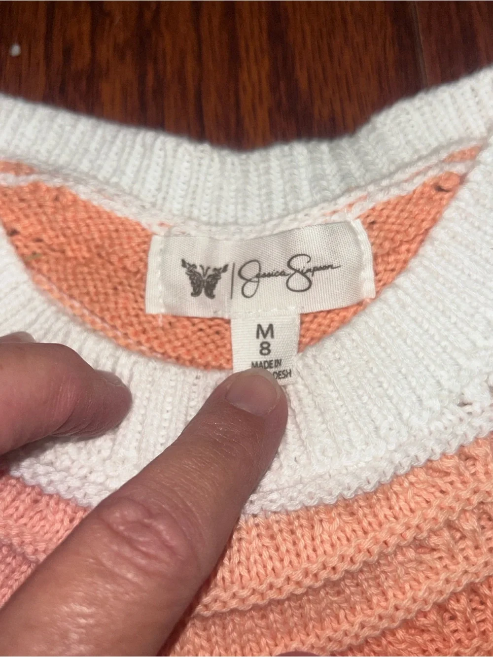 Jessica Simpson Peach & White Crochet Wave Short Set